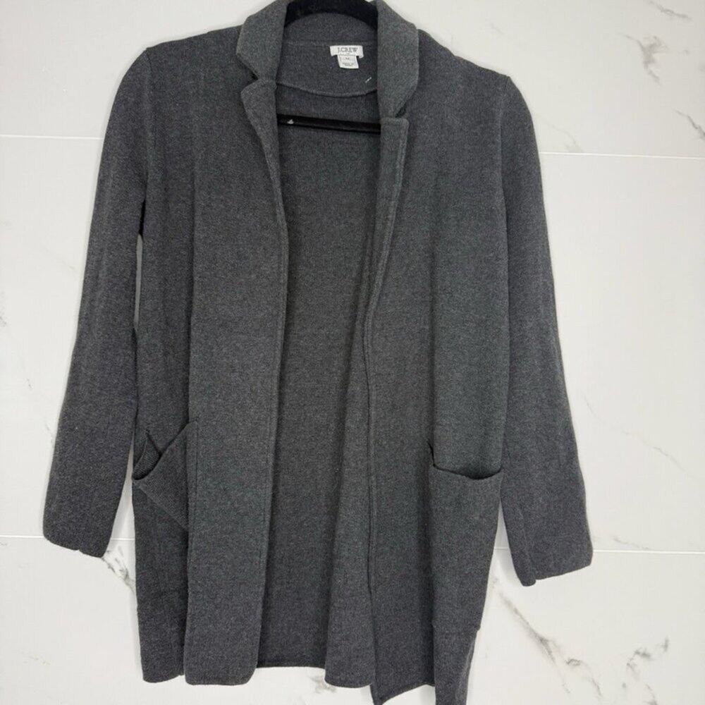 J.Crew Women's Sweater stretch Blazer Sz XS Cotton Knit Dark Gray Jacket